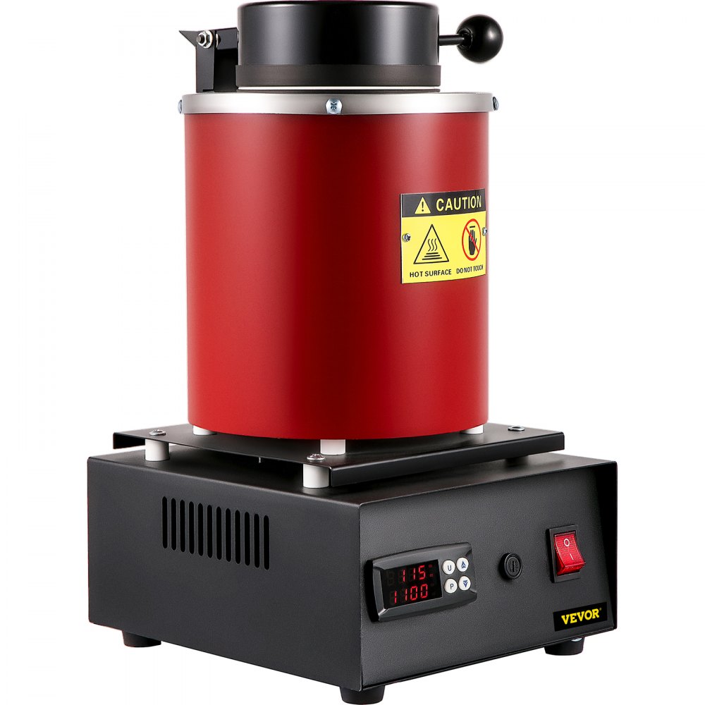 VEVOR Gold Melting Furnace, 1350W, 1150 ℃ Max Temperature, Digital Electric Melting Furnace, with 3 kg Ceramic Crucible, Ingot Die, and Gloves, for Processing of Gold, Silver, Copper, Aluminum