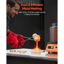 VEVOR Electric Melting Furnace, 1500W Electric Metal Smelter Foundry, 2102℉/1150℃ Metal Smelting Machine with 5kg Ceramic Crucible, Gold Smelting Kit for Jewelry Making, Metal Bars, Metal Components