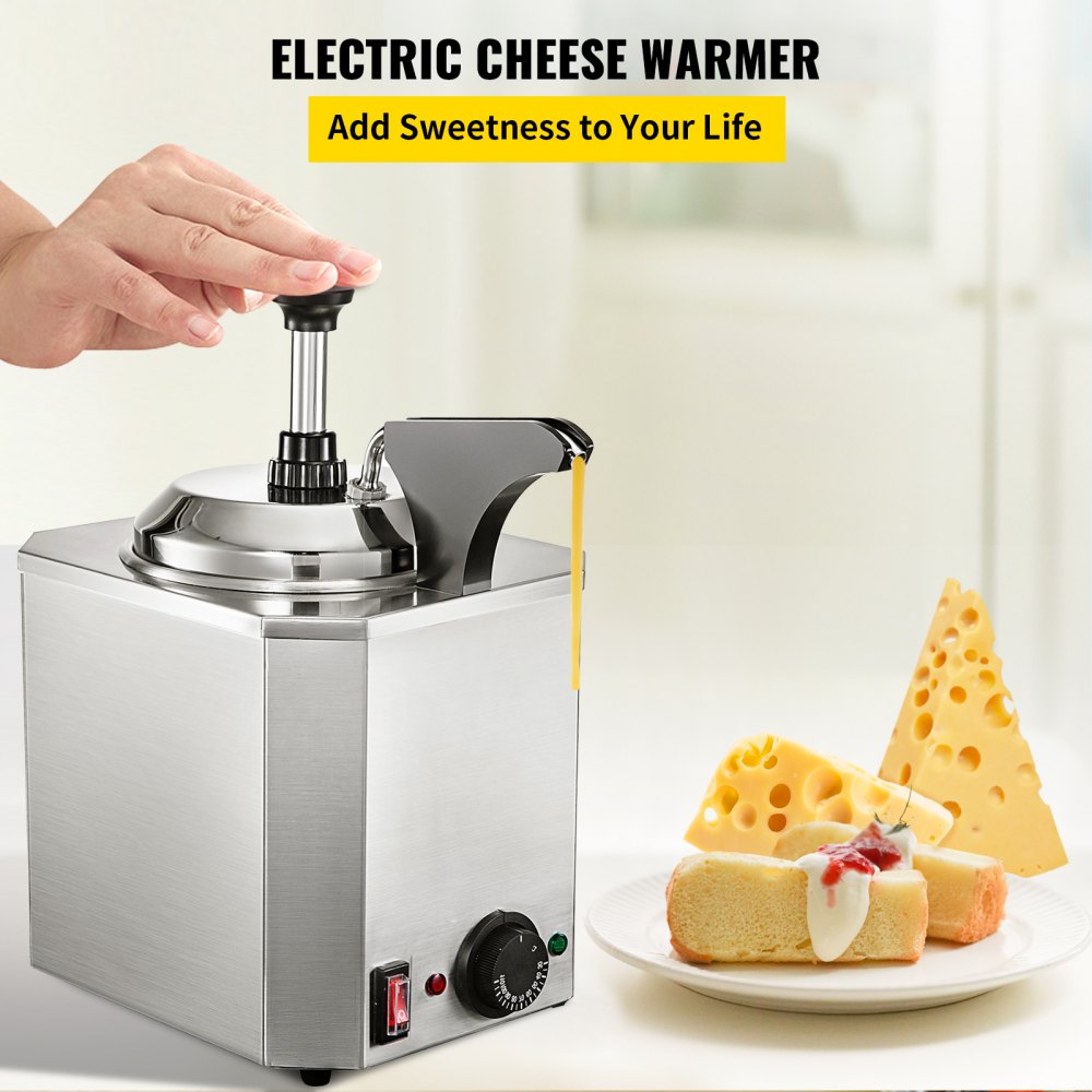 VEVOR Electric Cheese Dispenser with Pumps, 2.3x2 qt Commercial Hot Fudge Warmer, Stainless Steel Heated Double Pumps Dispenser, 86-230 Temp
