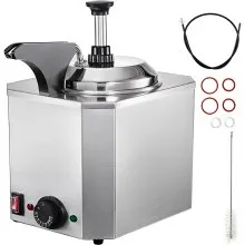 VEVOR Cheese Dispenser with Pump, 2.6 Qt Capacity Cheese Warmer, Stainless Steel Hot Fudge Warmer with Pump 650W Cheese Dispenser, 30-110℃ Temp Adjustable, for Hot Fudge Cheese Caramel