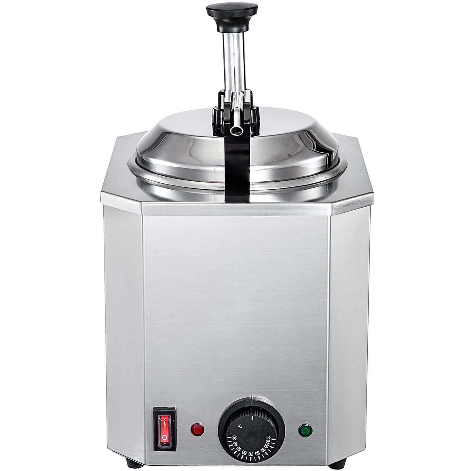 VEVOR Fudge Warmer 1 Pump Hot Cheese Pump Stainless Steel Cheese Pump 30-110°C Nacho Cheese Warmer with Heating Block Nacho Cheese Dispenser with Pump 10-30ML Per Time for Hot Fudge Cheese Caramel
