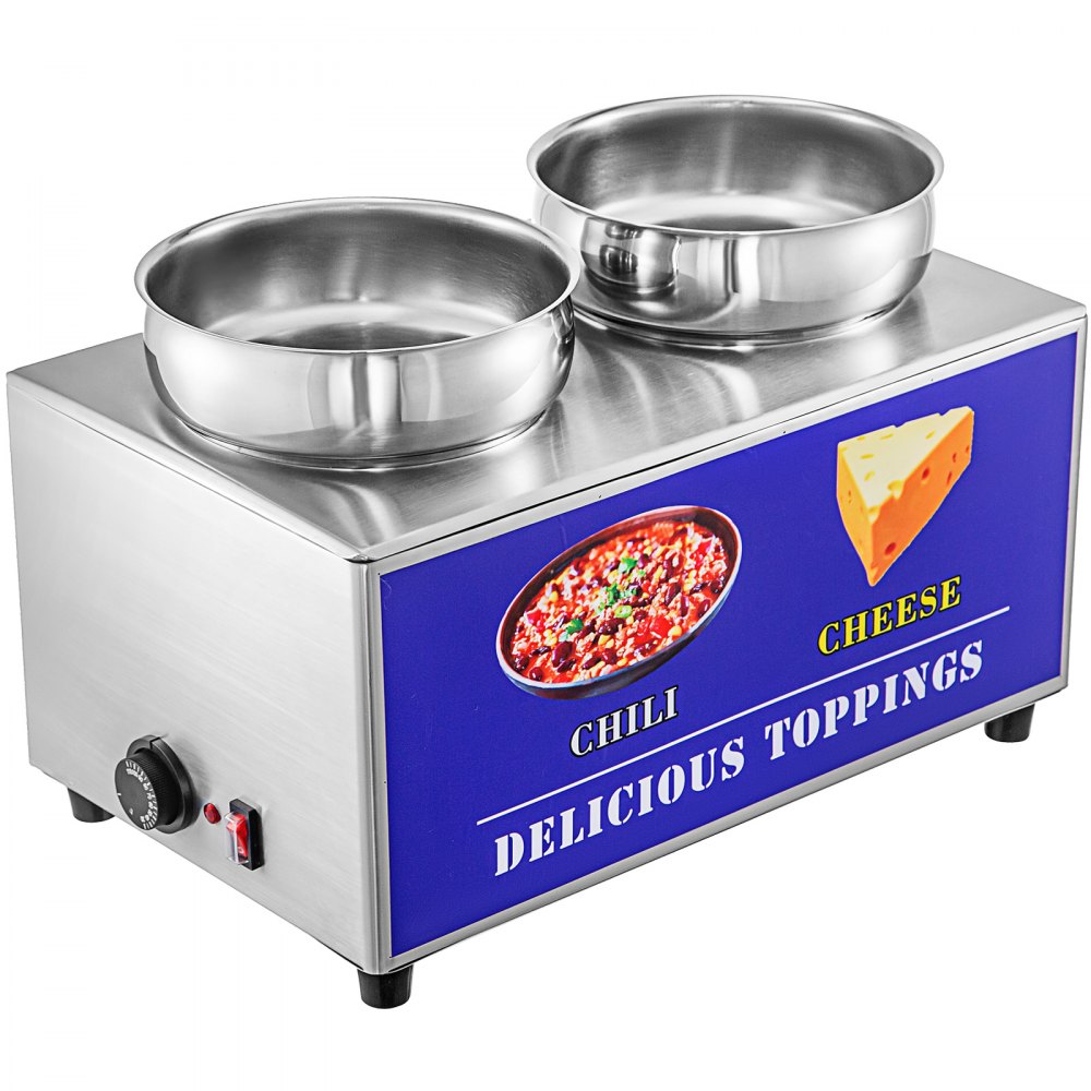 VEVOR Hot Fudge Warmer, Sauce Dressing Dispenser, Cheese Warmer 2 x 6 L