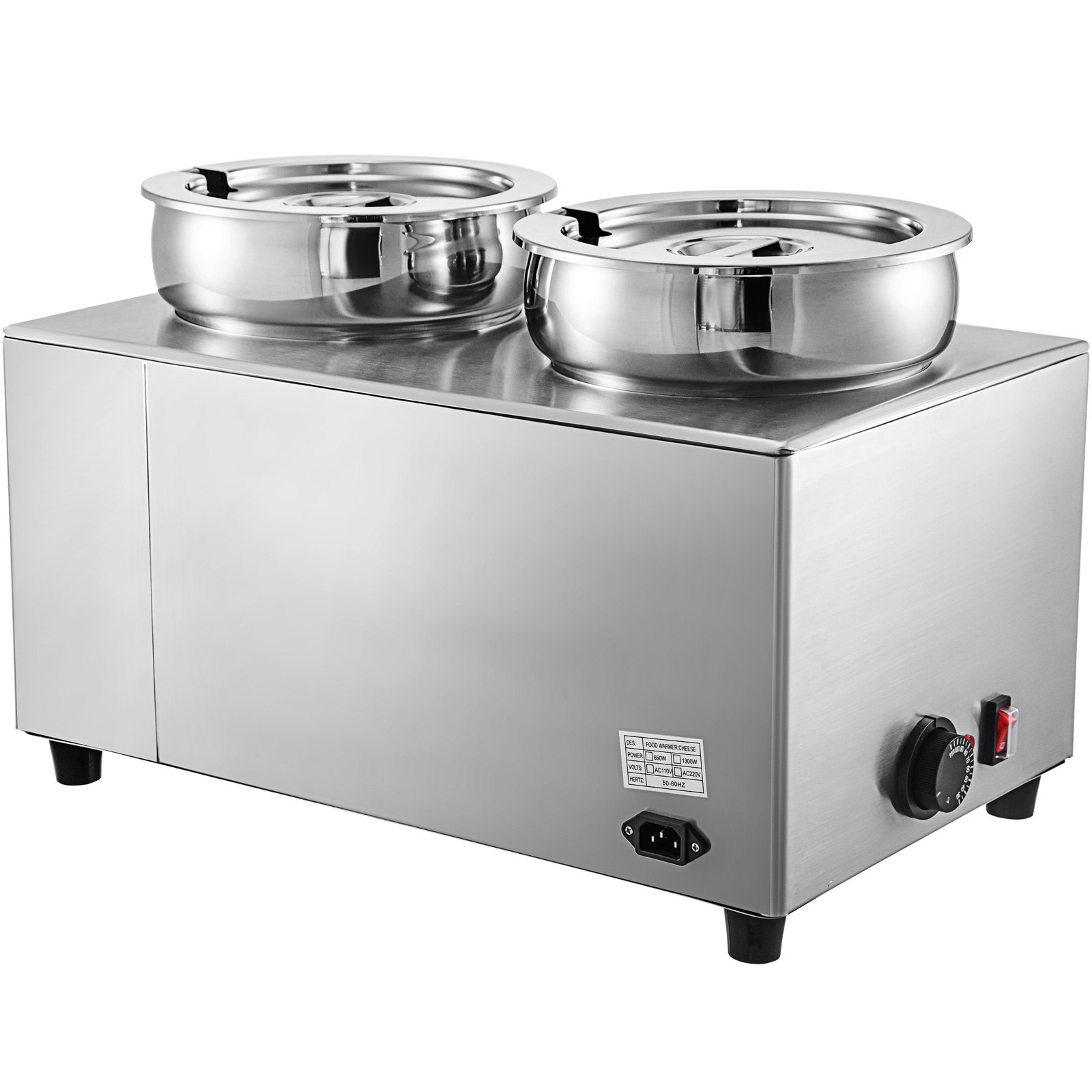 VEVOR Hot Fudge Warmer, Sauce Dressing Dispenser, Cheese Warmer 2 x 6 L