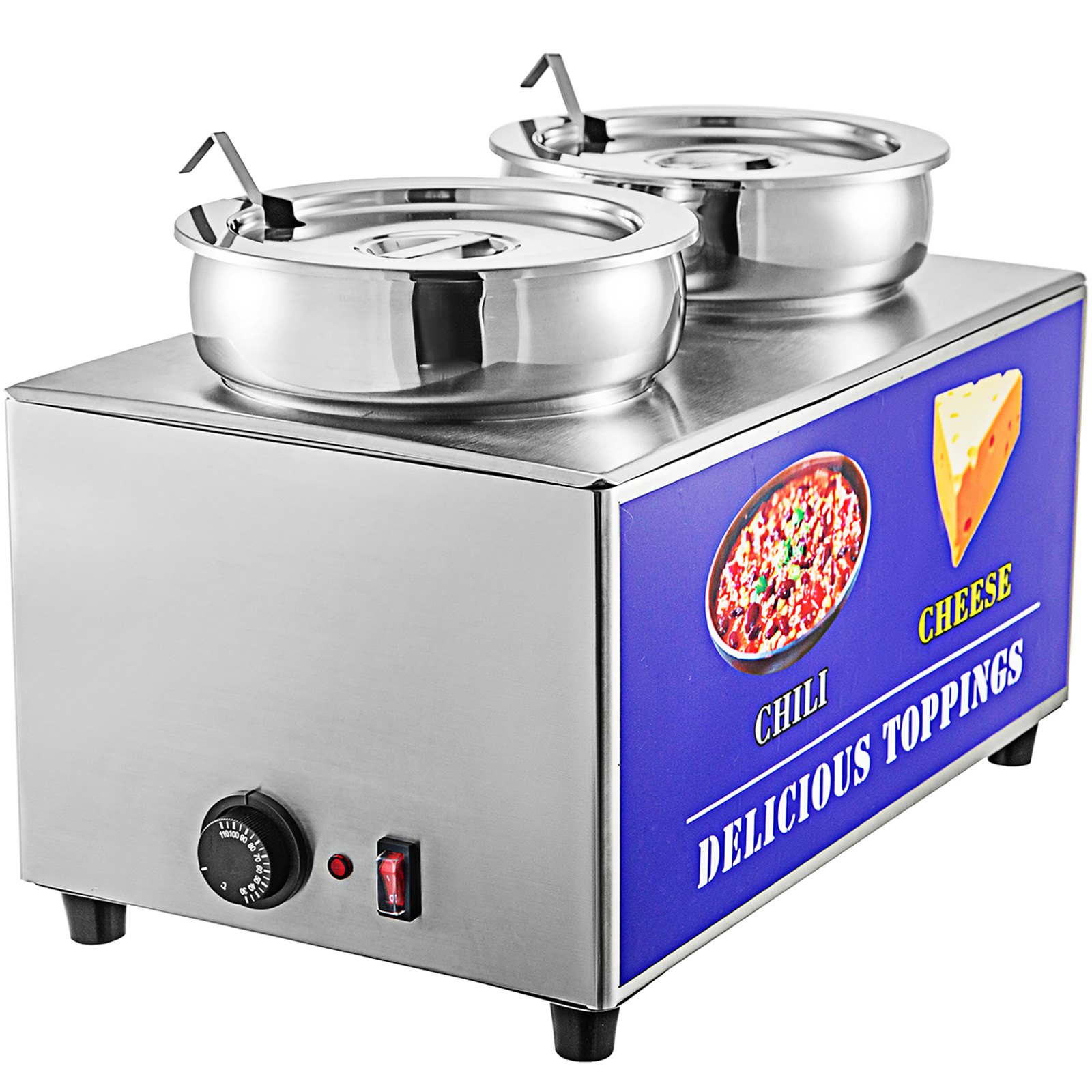 VEVOR Hot Fudge Warmer, Sauce Dressing Dispenser, Cheese Warmer 2 x 6 L