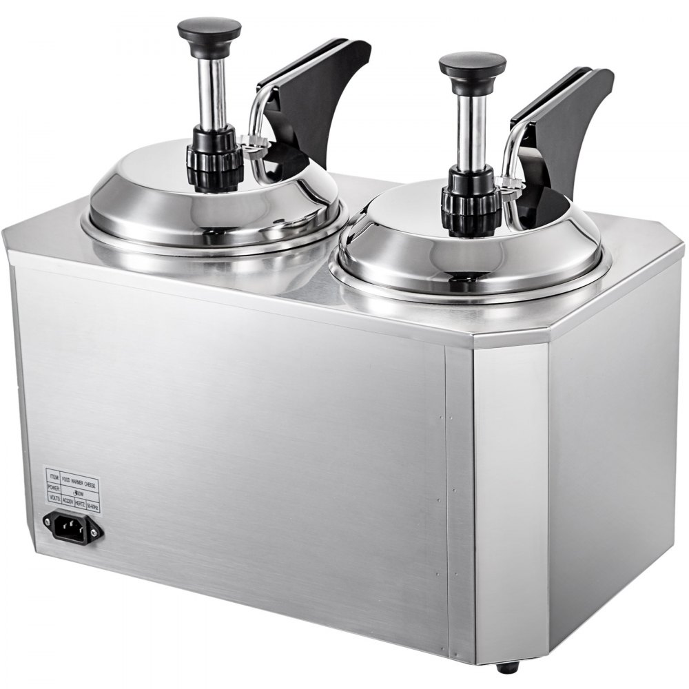 VEVOR Hot Cheese Pump Fudge Warmer 2 Pumps Stainless Steel Cheese Pump 30-110°C Nacho Cheese Warmer with Heating Blocks Nacho Cheese Dispenser with Pump 10-30ML Per Time for Hot Fudge Cheese Caramel