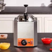 VEVOR Dispensador eléctrico de queso con bomba, calentador comercial de caramelo caliente de 2,3 cuartos, dispensador de bomba calentada de acero inoxidable, calentador de salsa de queso Nacho ajustable a temperatura de 86-230 ℉, para caramelo de queso caliente