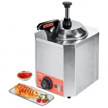 VEVOR Dispensador eléctrico de queso con bomba, calentador comercial de caramelo caliente de 2,3 cuartos, dispensador de bomba calentada de acero inoxidable, calentador de salsa de queso Nacho ajustable a temperatura de 86-230 ℉, para caramelo de queso caliente