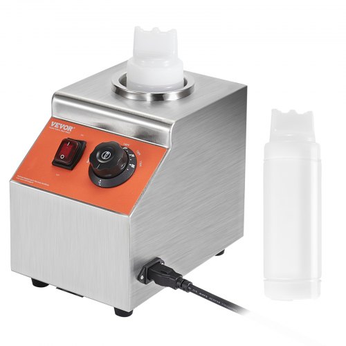 Commercial Electric Sauce Warmer - 320W, Temp Adjustable 30-85°C, Dual 650ml Bottles For Chocolate, Cheese, Fudge