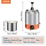 VEVOR Electric Cheese Dispenser with Pump, 2.3 Qt Commercial Hot Fudge Warmer, Stainless Steel Pump Dispenser, 86-230℉ Temp Adjustable Nacho Cheese Sauce Warmer, for Hot Fudge Cheese Caramel