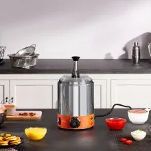 Dispensador de queso eléctrico VEVOR con bomba, calentador comercial de salsa de queso caliente de 2,3 cuartos de galón, dispensador de bomba de acero inoxidable, temperatura ajustable de 86 a 230 ℉, calentador de salsa de queso nacho, para salsa de queso caliente y caramelo