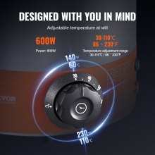 Dispensador de queso eléctrico VEVOR con bomba, calentador comercial de salsa de queso caliente de 2,3 cuartos de galón, dispensador de bomba de plástico, temperatura ajustable de 86 a 230 ℉, calentador de salsa de queso nacho, para salsa de queso caliente y caramelo
