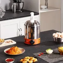 Dispensador de queso eléctrico VEVOR con bomba, calentador comercial de salsa de queso caliente de 2,3 cuartos de galón, dispensador de bomba de plástico, temperatura ajustable de 86 a 230 ℉, calentador de salsa de queso nacho, para salsa de queso caliente y caramelo