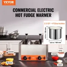VEVOR Dispensador eléctrico de queso con bombas, calentador comercial de caramelo caliente de 2,3 x 2 cuartos, dispensador de bomba doble calentado de acero inoxidable, calentador de queso Nacho ajustable a temperatura de 86-230 ℉ para caramelo de queso dulce