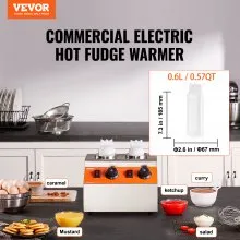 VEVOR Calentador de botellas eléctrico con botellas, dispensador de queso comercial de 0,57 x 2 cuartos de galón, calentador de caramelo caliente 86-185 ℉ temperatura ajustable, botellas dobles de plástico, calentador de queso Nacho, para caramelo de queso caliente