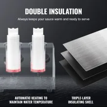 VEVOR Calentador de botellas eléctrico con botellas, dispensador de queso comercial de 0,57 x 2 cuartos de galón, calentador de caramelo caliente 86-185 ℉ temperatura ajustable, botellas dobles de plástico, calentador de queso Nacho, para caramelo de queso caliente