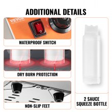 VEVOR Calentador de botellas eléctrico con botellas, dispensador de queso comercial de 0,57 x 2 cuartos de galón, calentador de caramelo caliente 86-185 ℉ temperatura ajustable, botellas dobles de plástico, calentador de queso Nacho, para caramelo de queso caliente