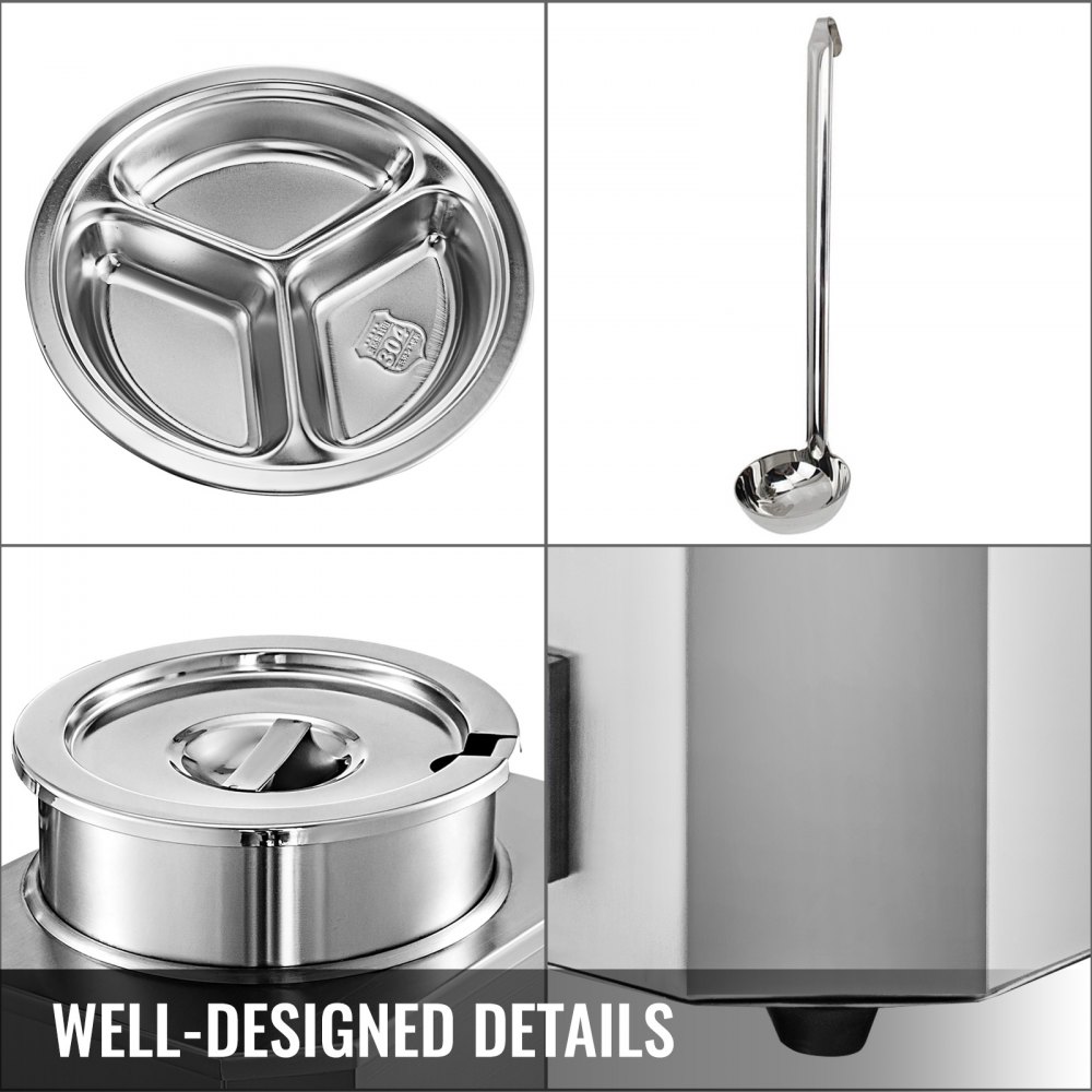 VEVOR Hot Fudge Warmer, Hot Fudge Dispenser, 3 Qt Cheese Warmer Dispenser, 650 W