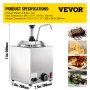 VEVOR Cheese Dispenser with Pump, 2.6Qt Capacity Nacho Cheese Warmer with Pump, 650W Hot Fudge Warmer, Stainless Steel Hot Cheese Dispenser for Hot Fudge Cheese Caramel