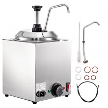 VEVOR Cheese Dispenser with Pump, 2.6Qt Capacity Nacho Cheese Warmer with Pump, 650W Hot Fudge Warmer, Stainless Steel Hot Cheese Dispenser for Hot Fudge Cheese Caramel