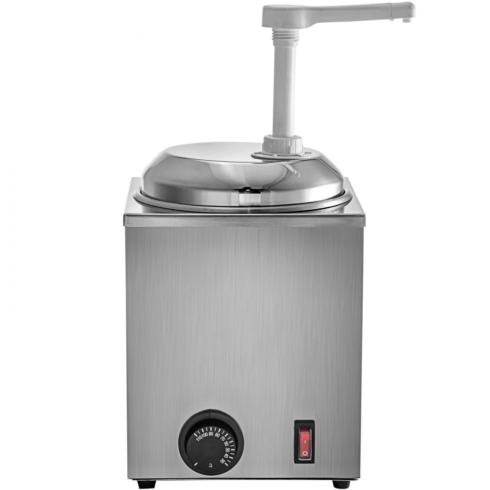 VEVOR Hot Fudge Warmer with Pump Hot Fudge Dispenser 2.2 Qt Hot Cheese Dispenser