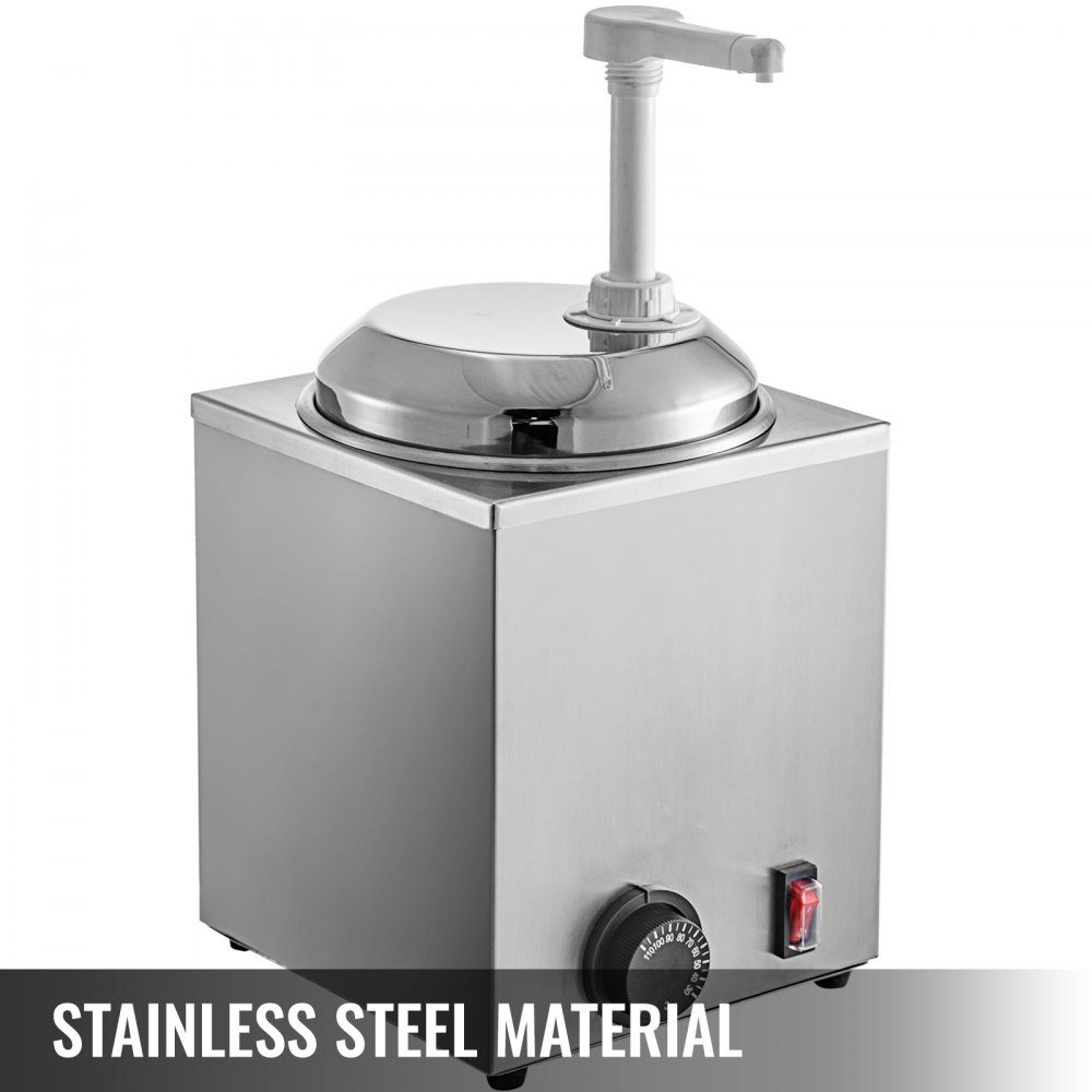 VEVOR Hot Fudge Warmer with Pump Hot Fudge Dispenser 2.2 Qt Hot Cheese Dispenser