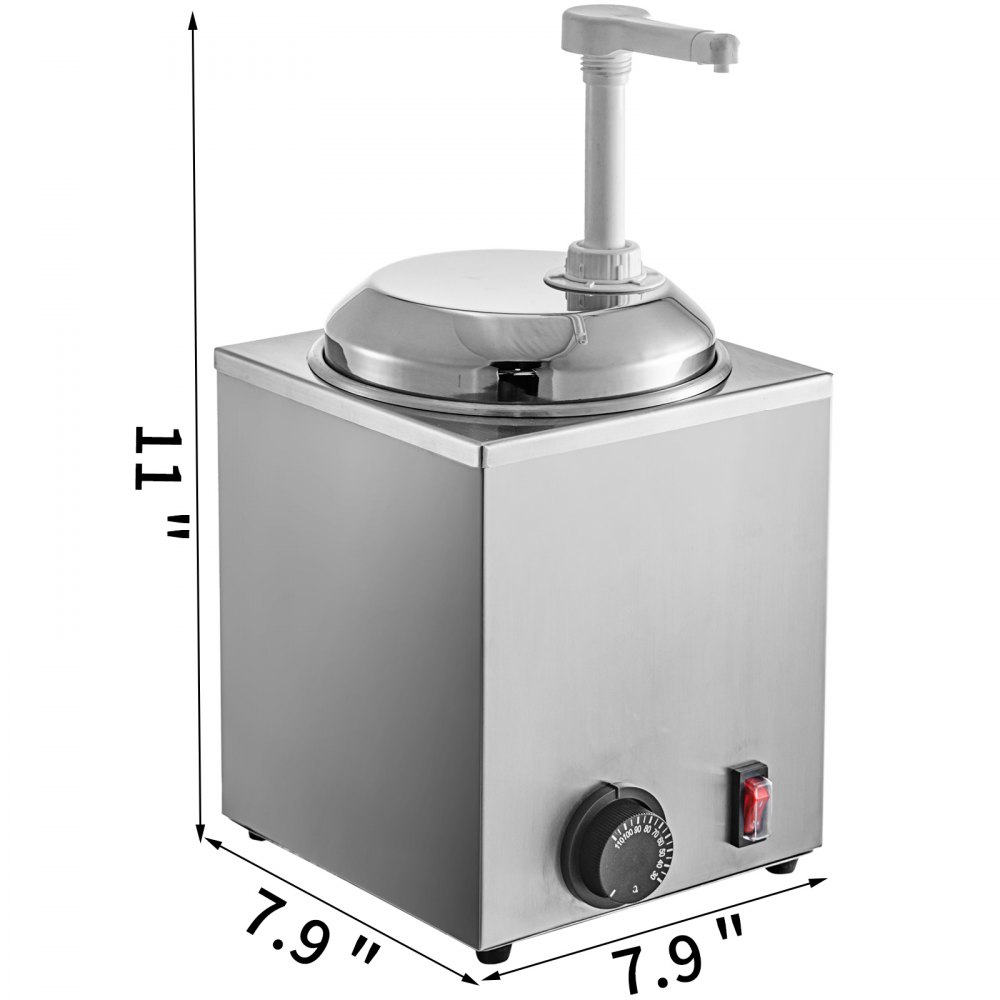 VEVOR Hot Fudge Warmer with Pump Hot Fudge Dispenser 2.2 Qt Hot Cheese Dispenser