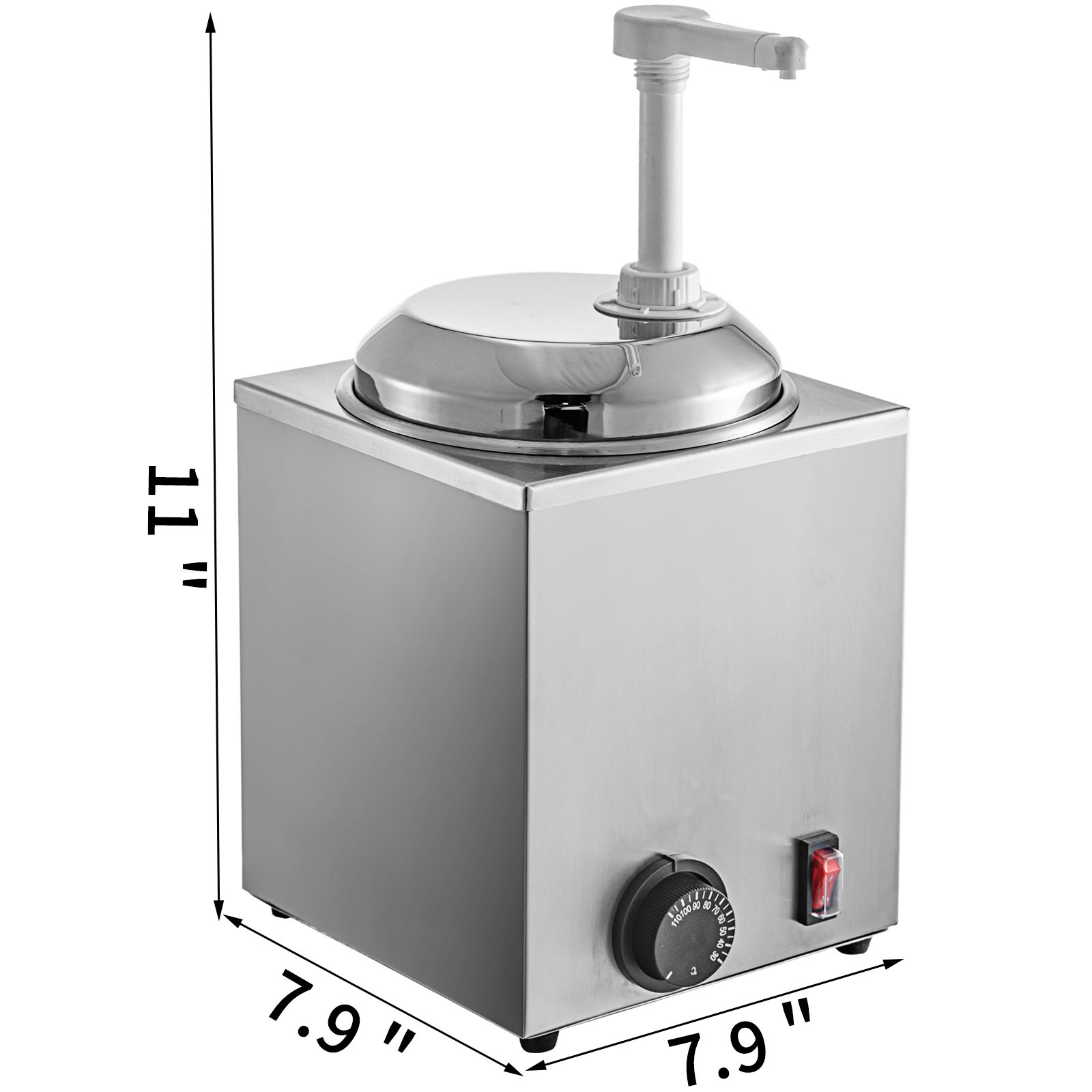 VEVOR Hot Fudge Warmer with Pump Hot Fudge Dispenser 2.2 Qt Hot Cheese Dispenser