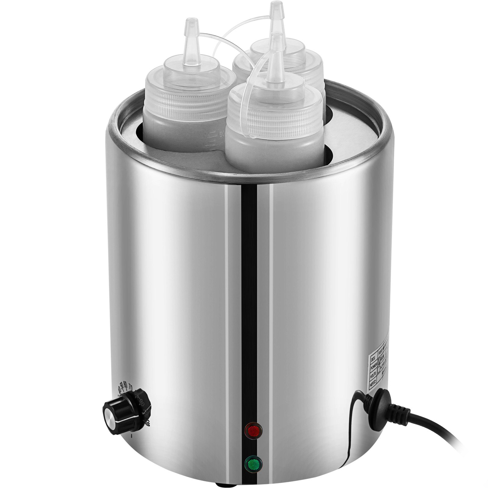 VEVOR Hot Fudge Warmer Hot Fudge Dispenser with Three 0.6 QT Squeeze Bottle 650W