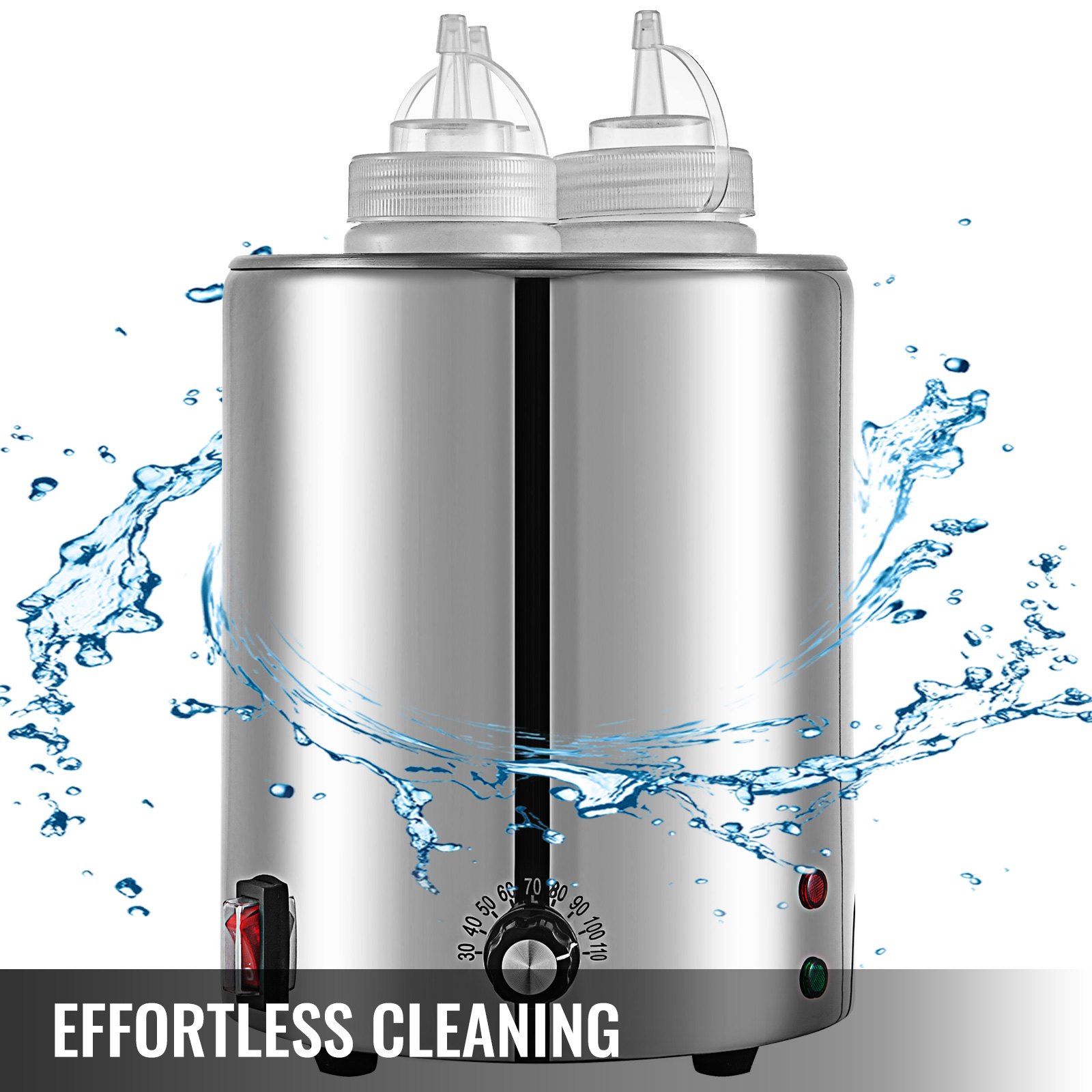 VEVOR Hot Fudge Warmer Hot Fudge Dispenser with Three 0.6 QT Squeeze Bottle 650W