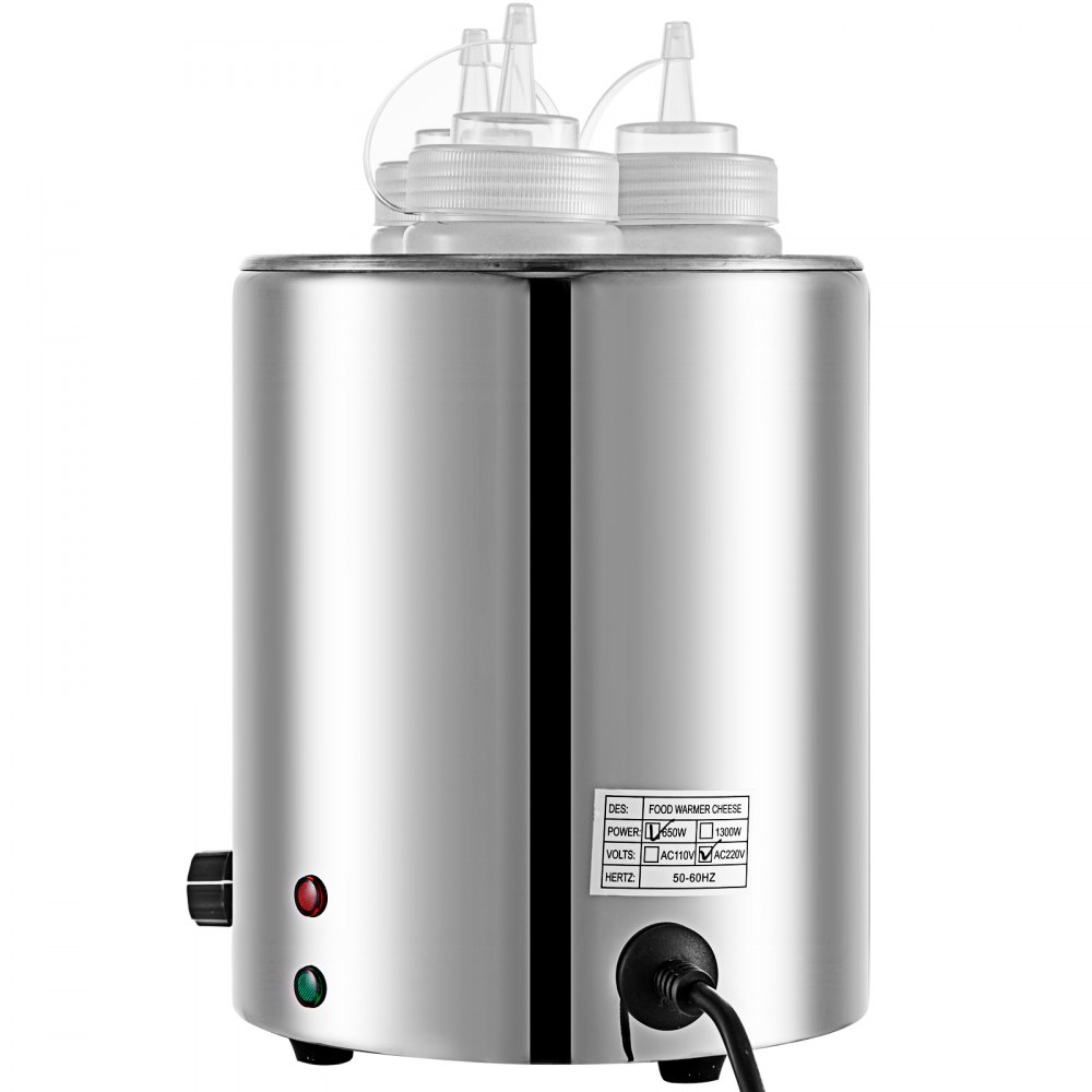 VEVOR Hot Fudge Warmer Hot Fudge Dispenser with Three 0.5 QT Squeeze Bottle 650W