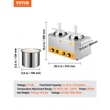 2.4x2 L Electric Cheese Dispenser with Pump Commercial Hot Fudge Warmer 86℉-230℉