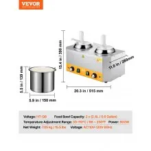 2.4x2 L Electric Cheese Dispenser with Pump Commercial Hot Fudge Warmer 86℉-230℉