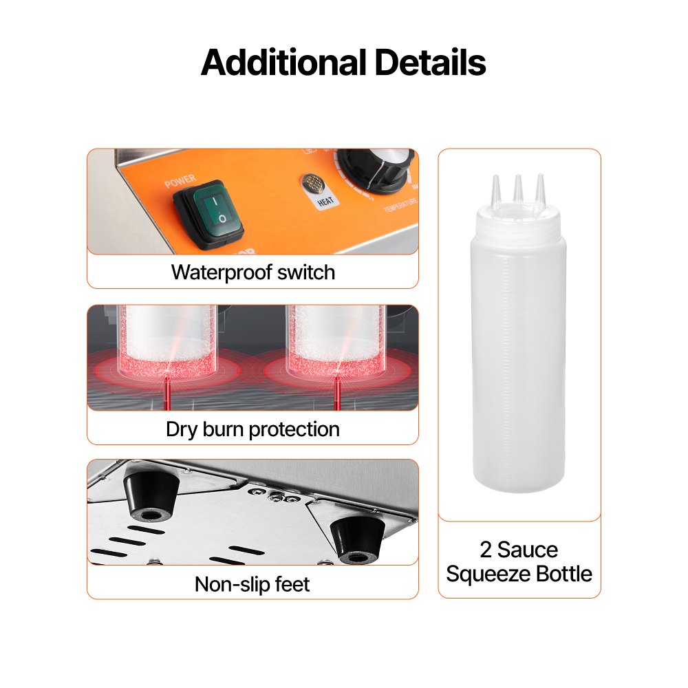 VEVOR Electric Bottle Warmer with Bottles, 0.8x2 LCommercial Cheese Dispenser, Hot Fudge Warmer 86-185℉ Temp Adjustable, Plastic Double Bottles Nacho Cheese Warmer, for Hot Fudge Cheese Caramel