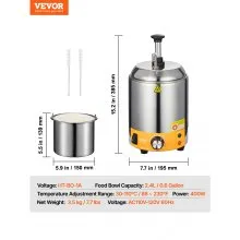 2.4L Electric Cheese Dispenser with Pump Commercial Hot Fudge Warmer 86℉-230℉