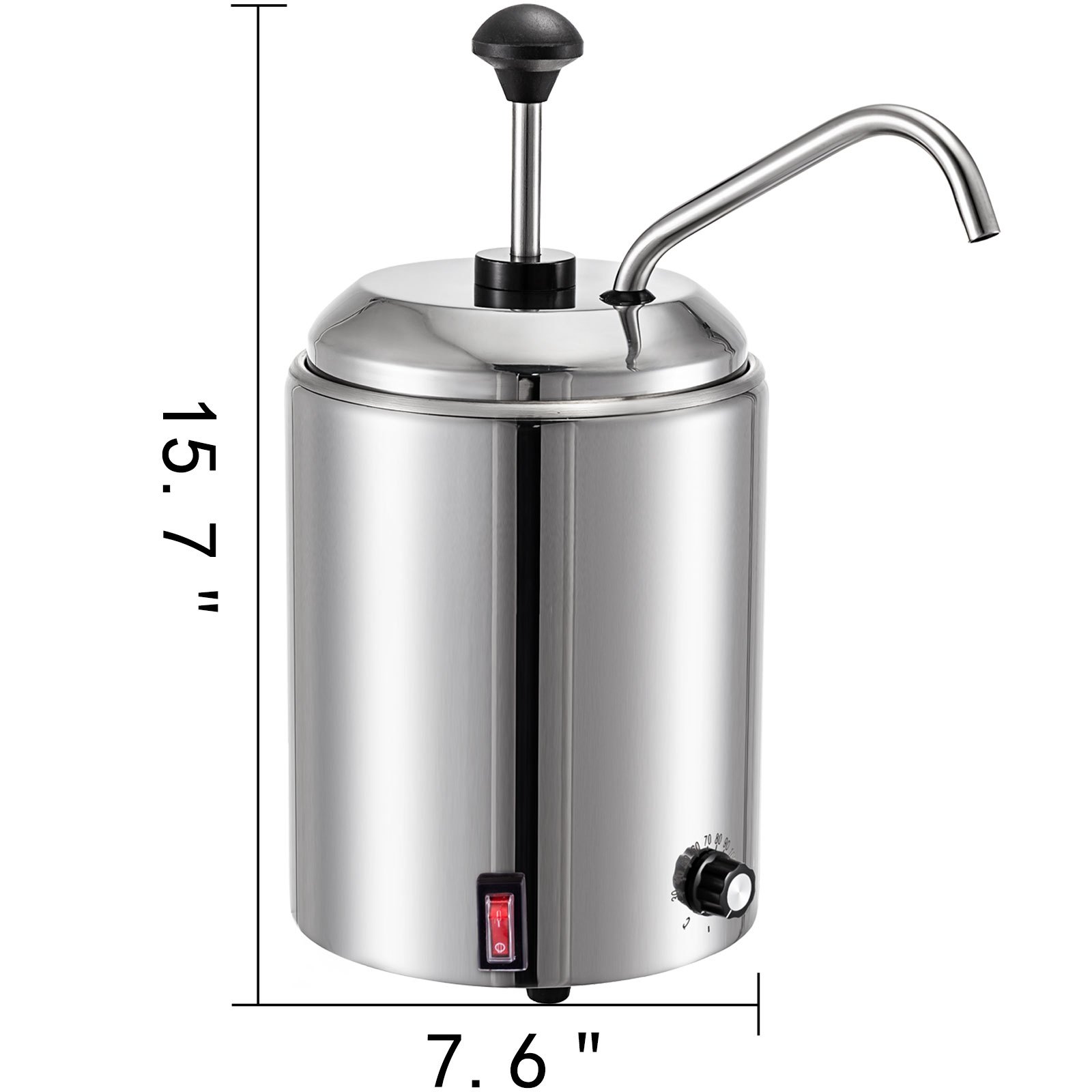 Nacho Cheese/Fudge Topping Dispenser Pump & Caramel Condiment Warmer 2.5L 650W