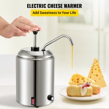 VEVOR Cheese Dispenser with Pump 2.64 Qt Capacity Hot Fudge Warmer with Pump 110 V 650W Cheese Warmer Stainless Steel Cheese Dispenser with Pump 30-110℃ Temp Adjustable for Hot Fudge Cheese Caramel