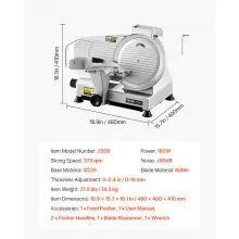 Meat Slicer 180W 10" Electric Deli Food Slicer for Frozen Meat Bread Cheese