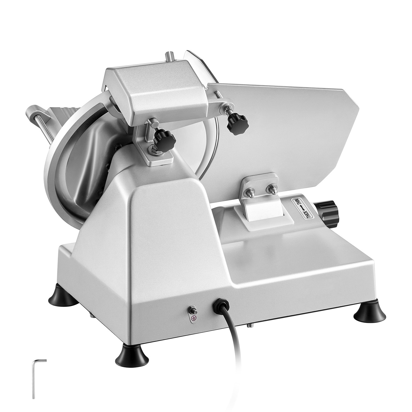 VEVOR Commercial Meat Slicer, 10 inch Electric Deli Food Slicer, 180W Meat Cutter with a Premium 65Mn Blade, 0-0.4 inch Adjustable Thickness, Food Slicer Machine for Meat Vegetables Hard Bread Cheese