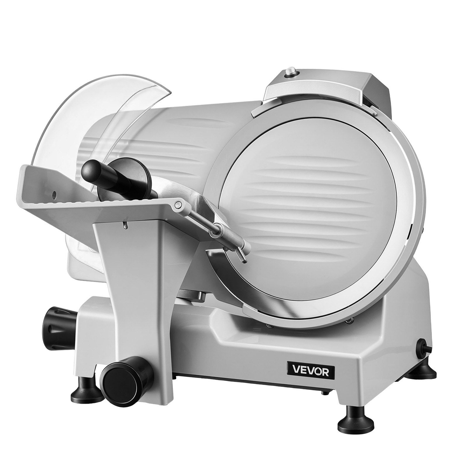 VEVOR Commercial Meat Slicer, 300W Electric Cutter, Removable 25cm Carbon Steel Blade and Food Tray, 0-12mm Adjustable Thickness Food Slicer Machine,for Frozen Meat, Ham, Baguett, Steak, ETL Approved