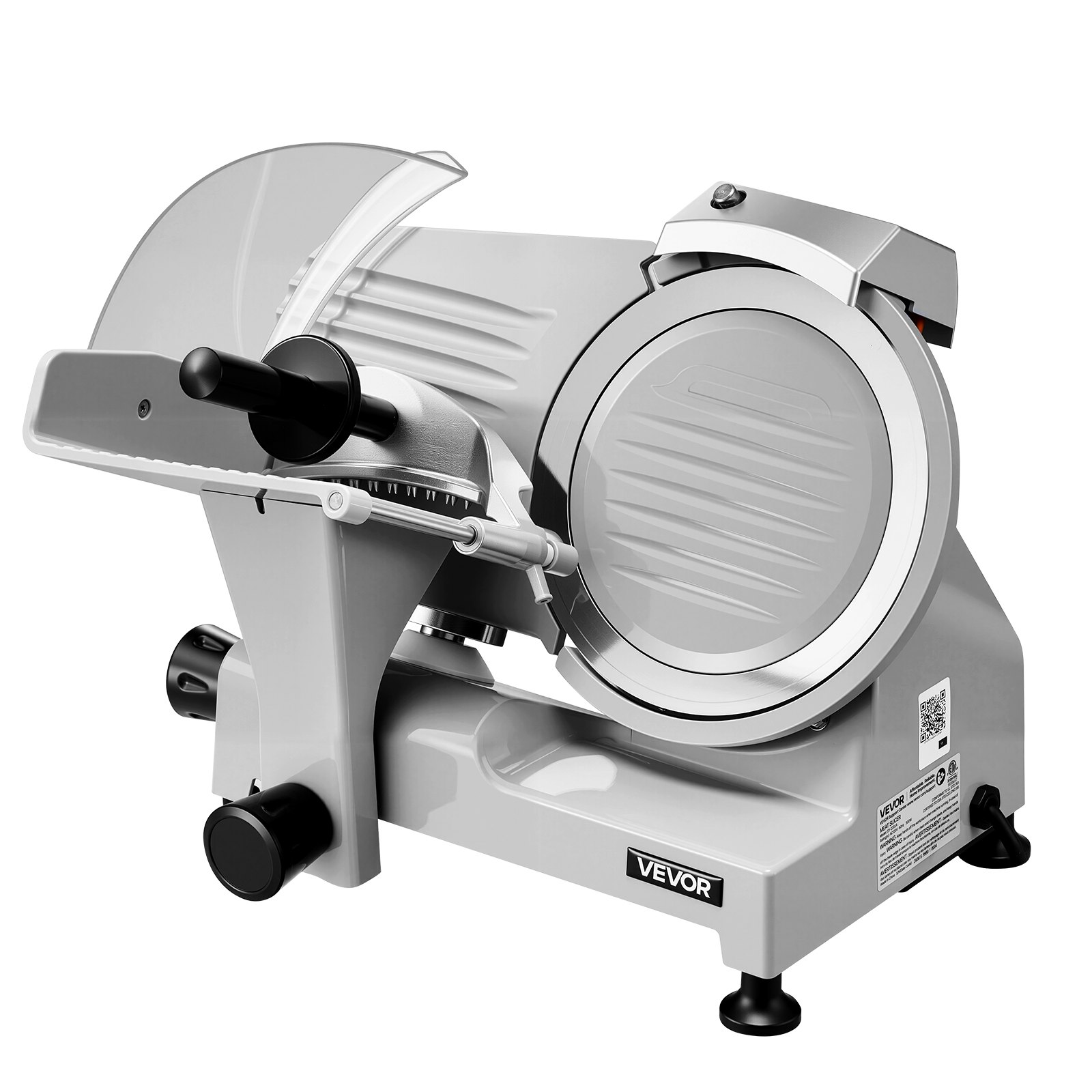 VEVOR Commercial Meat Slicer 300W Electric Cutter 22cm Carbon Steel Blade, Food Slicer Machine with Removable Blade and Food Tray, 0-12mm Adjustable Thickness ,for Frozen Meat, Ham, Baguett, Steak