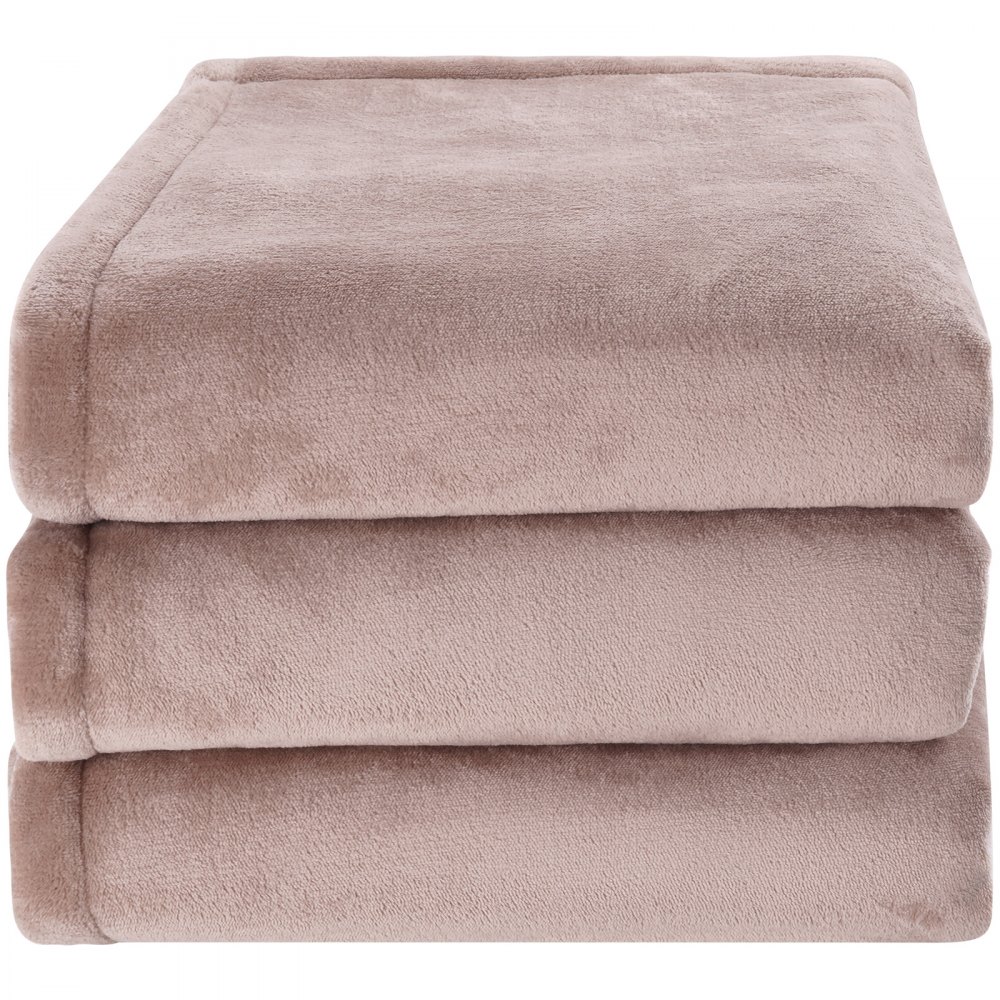 VEVOR Heated Blanket Electric Throw, 100" x 90" King Size, Soft Flannel Heating Blanket with 10 Hours Timer Auto-off & 5 Heating Levels, Dual Control, Machine Washable, ETL & FCC Certification (Beige)