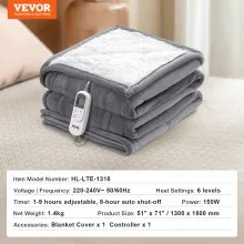 VEVOR Heated Blanket 130 x 180 cm Electric Throw Soft Flannel for Gift Grandma