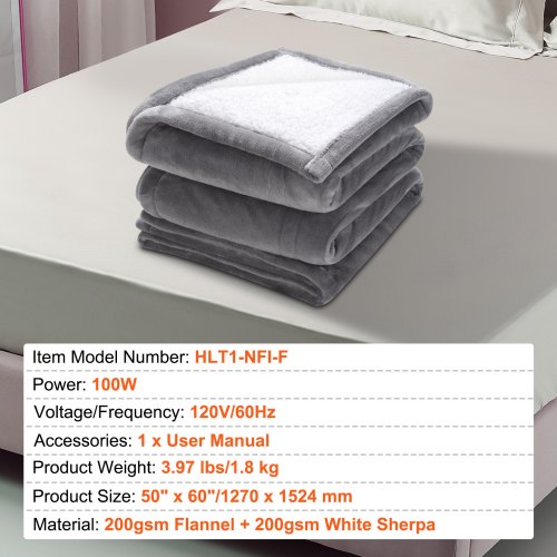 Garvee Heated Blanket Throw - Soft Thickened Flannel To Sherpa Reversible Electric Heating Blanket