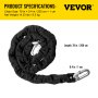 VEVOR Heavy Duty Chain Lock, 79" Long Chain Security Chain and Lock Kit, 0.4" Premium Case-Hardened Chain Pure Brass Lock Core with 3 Keys, Fit for Motorcycle, Generator, Gates, Bicycle, Scooter