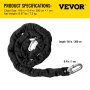 VEVOR Heavy Duty Chain Lock, 118" Long Chain Security Chain and Lock Kit, 0.4" Premium Case-Hardened Chain Pure Brass Lock Core with 3 Keys, Fit for Motorcycle, Generator, Gates, Bicycle, Scooter