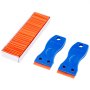 VEVOR Racletă cu lame de ras din plastic, 2 buc. Instrument de răzuire, 120 buc. Lame din plastic, Racletă de curățare pentru îndepărtarea autocolantelor, autocolantelor, adezivului, etichetelor, vopselei de pe sticlă, mașină, geam, silicon, fără zgârieturi, albastru