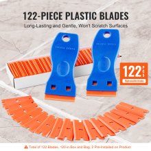 VEVOR Plastic Razor Blade Scraper 2PCS Scraper Tool 120PCS POM Plastic Blades