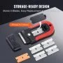 VEVOR Razor Blade Scraper, 15 Extra Blades, Locking Scraper Tool with Security Cap, Carbon Steel and POM Blades, for Cleaning Labels, Stickers, Decals, Paint from Glass Window Stovetop Cooktop Oven