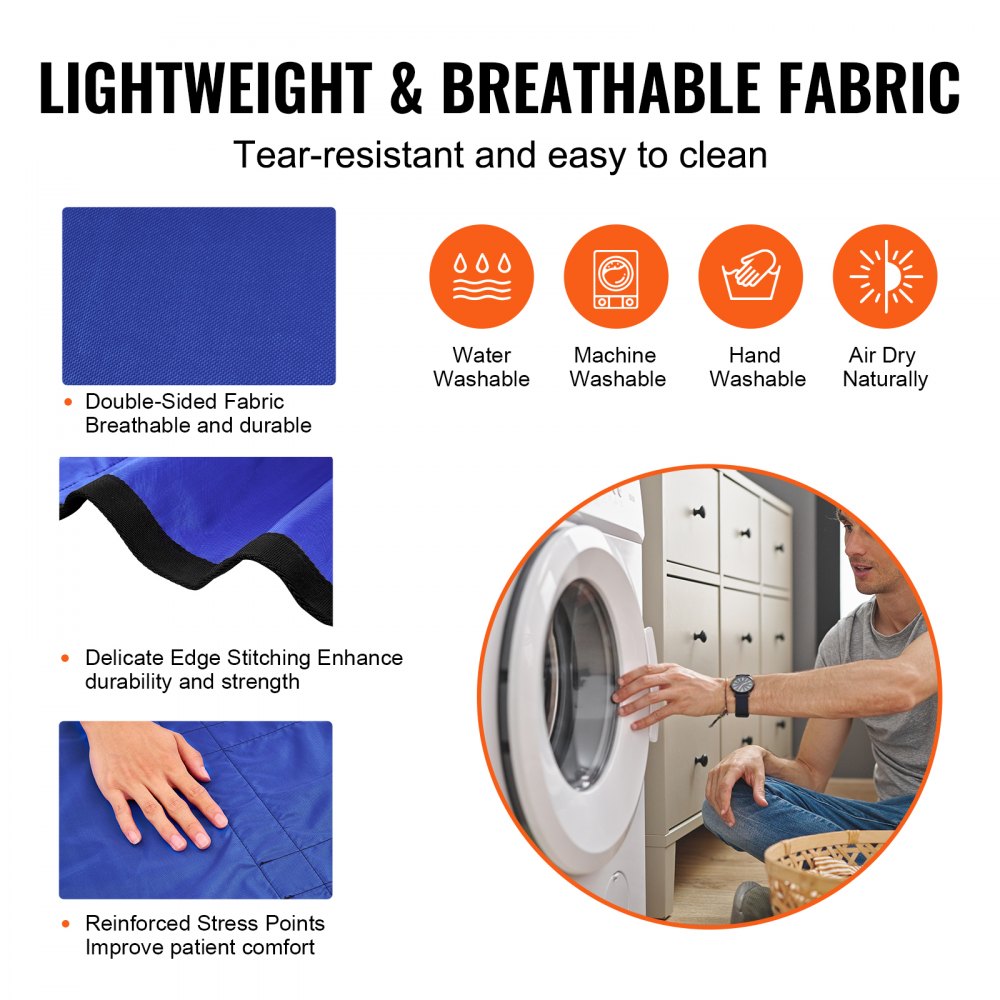 VEVOR Positioning Bed Pad with 8 Reinforced Handles, 48" x 40" Lifting, Turning, Repositioning, Patient Transfer Sheet Washable for Elderly, Patient, Bedridden, 400LBS Capacity