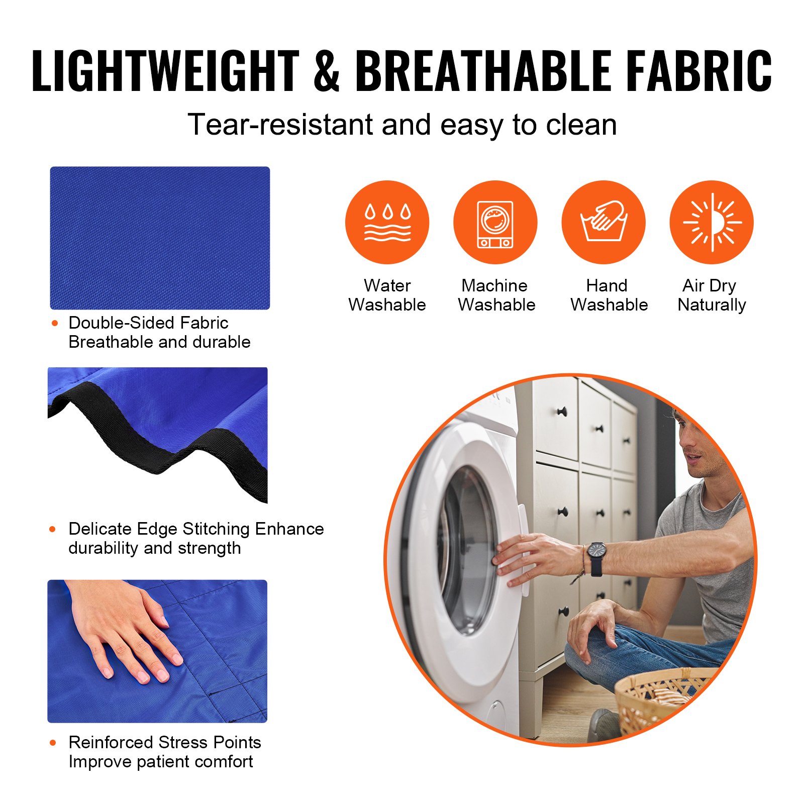 VEVOR Positioning Bed Pad with 8 Reinforced Handles, 48" x 40" Lifting, Turning, Repositioning, Patient Transfer Sheet Washable for Elderly, Patient, Bedridden, 400LBS Capacity